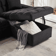 thumbnail image 5 of Lunale 84" Convertible Sectional Sofa with Storage Chaise, L-Shaped Sleeper Sofa for Living Room , Black Velvet, 5 of 5