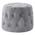thumbnail image 1 of CorLiving Lynwood Velvet 15" Small Round Tufted Ottoman Pouf, 1 of 6