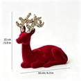 thumbnail image 3 of JeashCHAT Christmas Reindeer Figurines, Red Velvet Deer Statues Tabletop Ornaments, Flocked Reindeer Sculpture with Glitter Antlers, Christmas Decorations for Table Shelf Office Home Decor, 3 of 6
