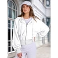 thumbnail image 6 of Female Zip Up Hoodies Cropped Sweatshirts Casual Comfy Cute Zip Jackets Fashion Trendy Fall Outfits White XL, 6 of 9