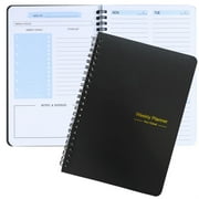 Daily Planner 52 Week Journal, Full Page Self Discipline Punch Book, One Page Per Day Calendar January to December , Black Notebook