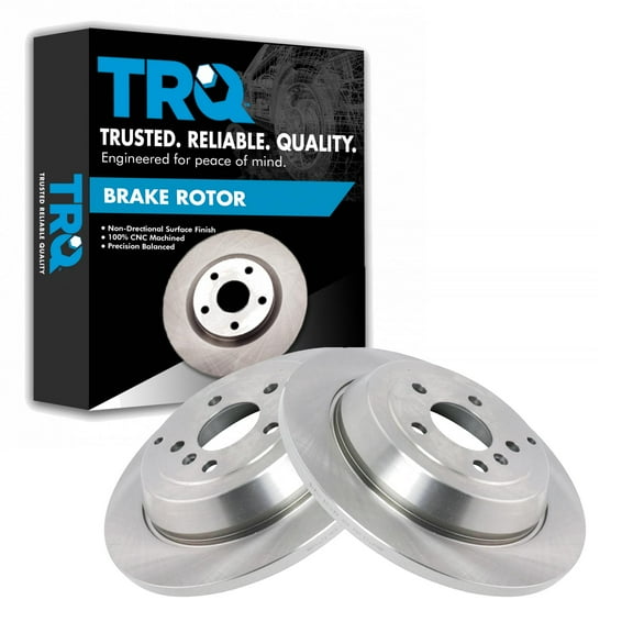 TRQ Rear Brake Rotors Set Solid Fits Select 2007-2009 Mercedes-Benz ML320 2006-2011 ML350 2010-2011 ML450 R320 2006-2012 R350 2006 R500
