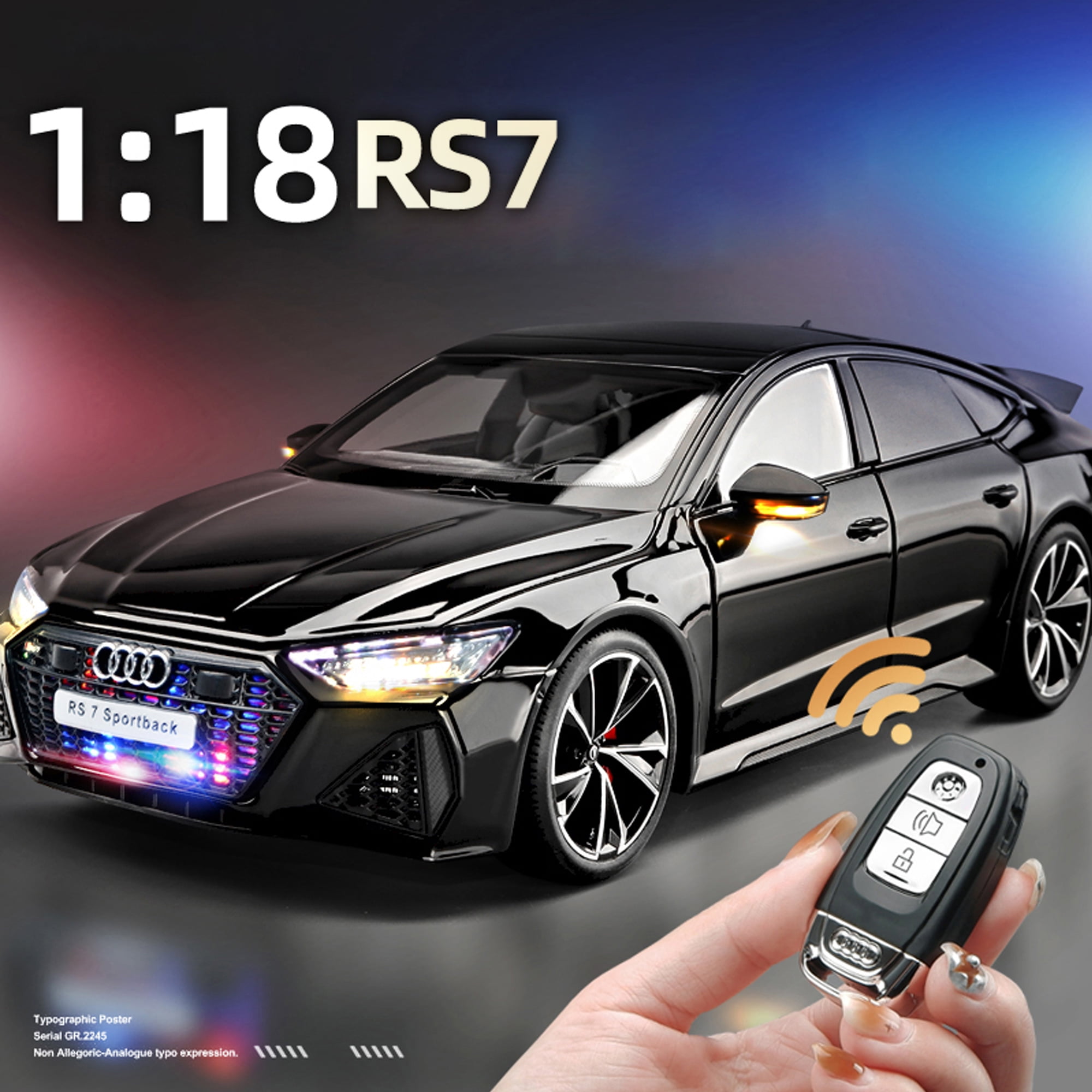 Anmyjuly 1:18 Audi RS7 Diecast Alloy Car Model - Realistic Simulation Key, Working Lights, Adjustable Seats, Removable Wheels ，Suitable for 14+ gifts