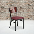 thumbnail image 2 of Flash Furniture 2 Pk. HERCULES Series Black Slat Back Metal Restaurant Chair - Mahogany Wood Back, Burgundy Vinyl Seat, 2 of 8