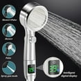 thumbnail image 2 of Temperature Digital Display Pressurized Shower Head Black 4 Modes High Pressure Large Flow Spray Nozzle Rainfall Bathroom Shower (1.5m Sliver Hose), 2 of 7