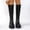 Black, variant on Women Autumn Winter Round Toe Zipper Block Mid Heel Knee High Tall Boots Glossy Patent Leather Boots Black 9(42)