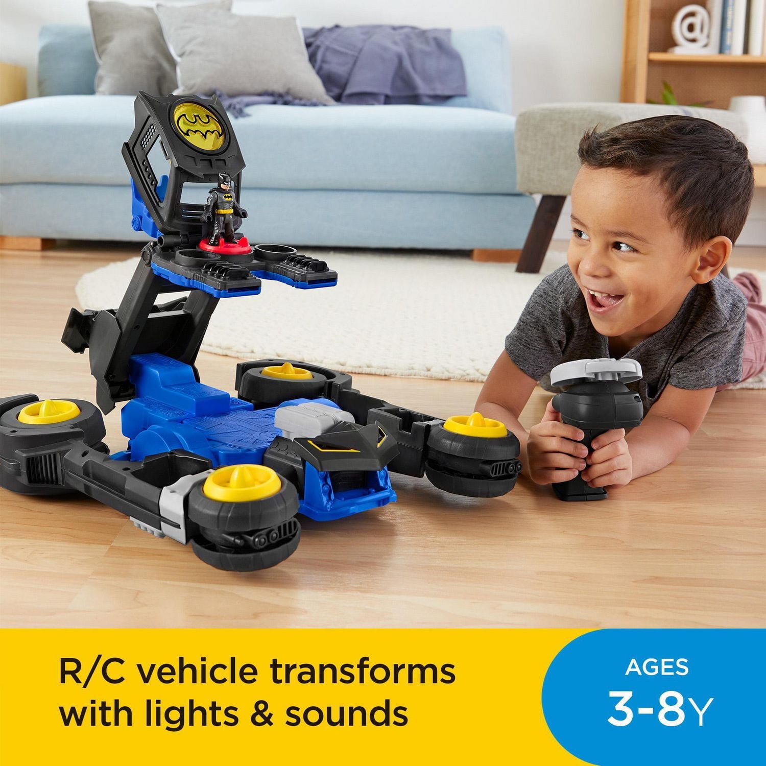 Imaginext DC Super Friends Batman Transforming Batmobile Remote Control Car with Lights & Sounds