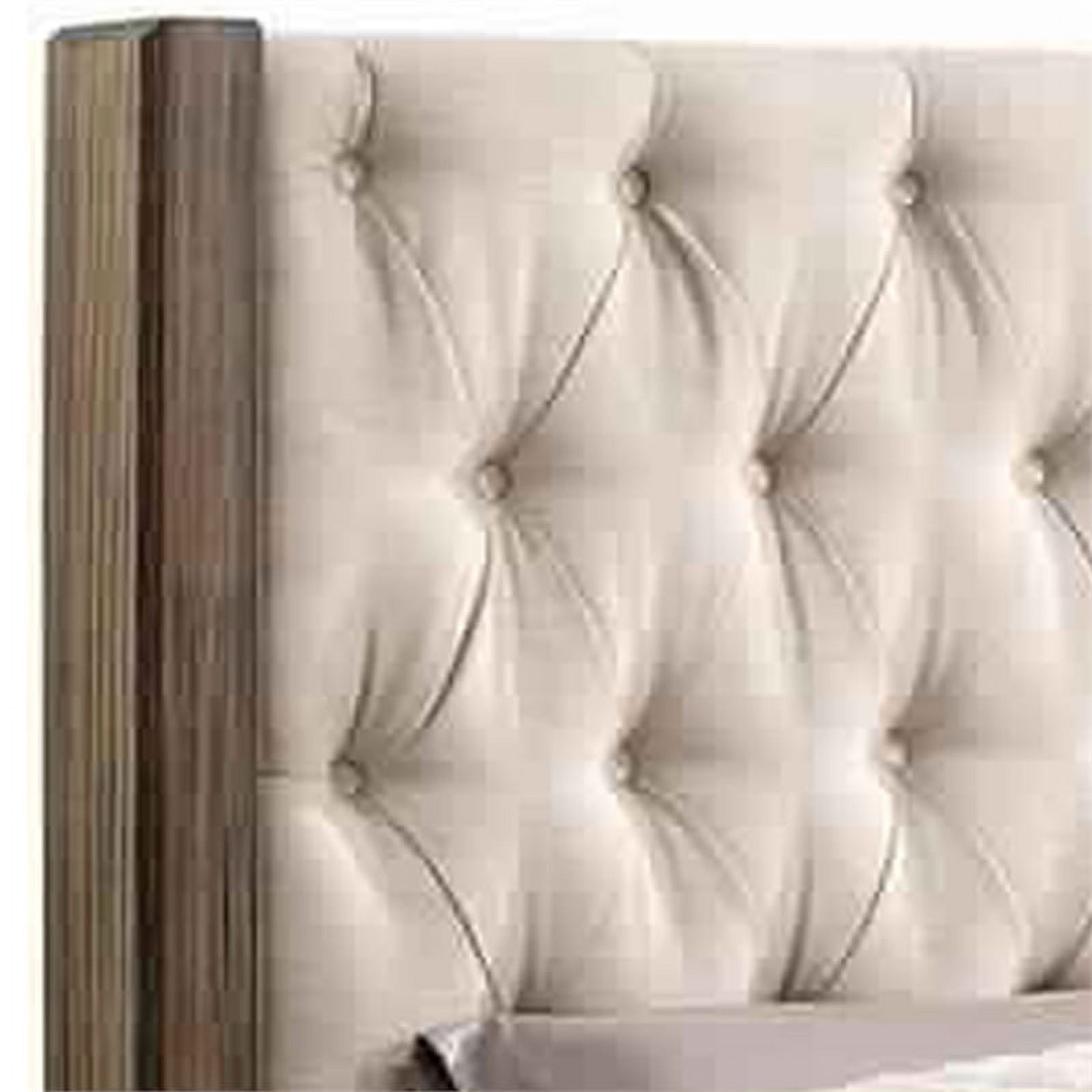 Benjara Fabric Wingback Design Eastern King Bed with Button Tufted Details,Brown - image 5 of 5