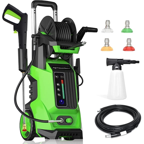 Electric Pressure Washer 5000PSI-Max 3.2 GPM Power Washer Touch Screen Adjustable Pressure,4 Nozzles and 500ml Foam Cannon Power Washer Cleaning for Patio