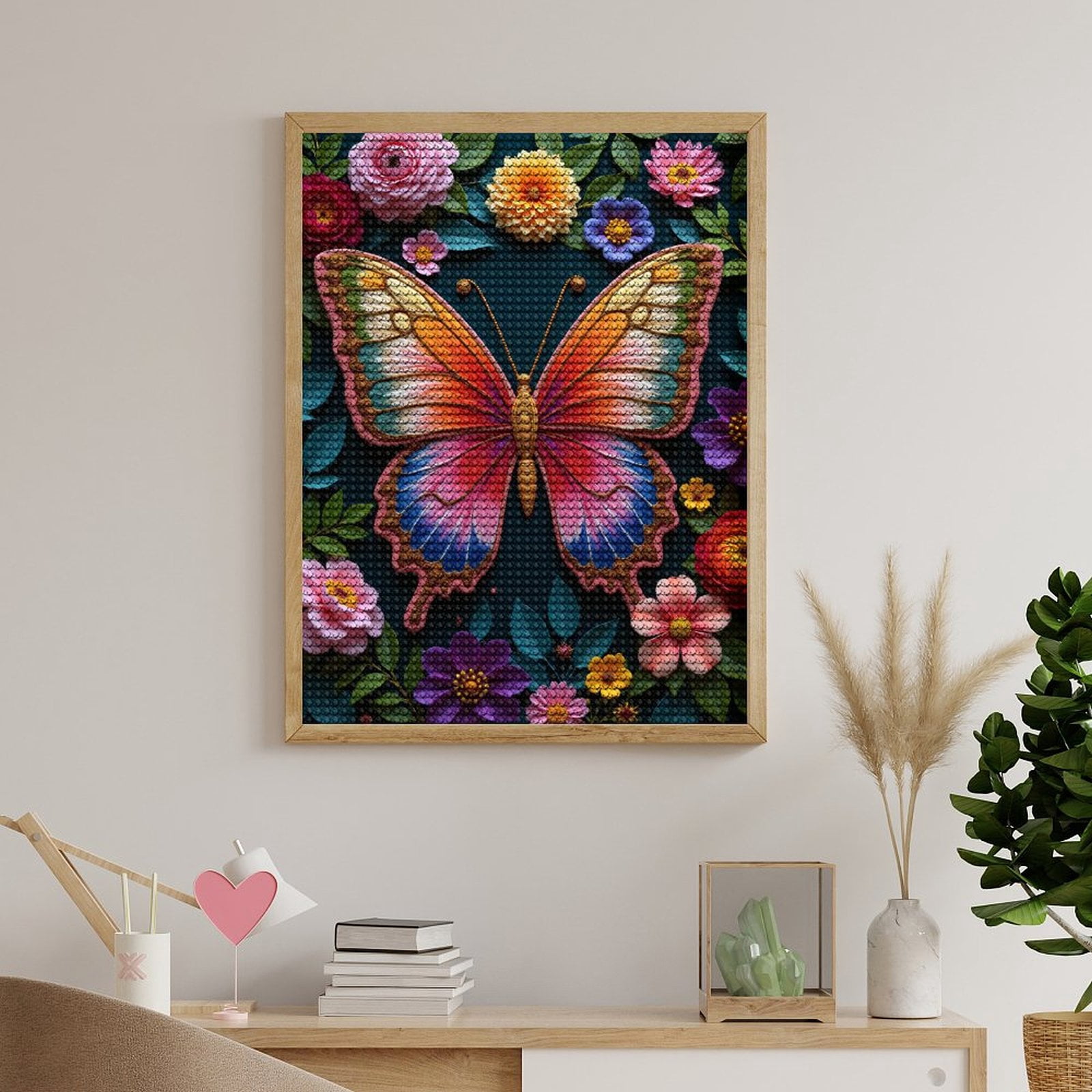 Diamond Art Kits for Adults, Colorful Butterfly Floral Nature Art 5D Diamond Painting Kits for Adults Beginners, DIY Full Drill Diamond Painting, Gem Art and Crafts 12x16