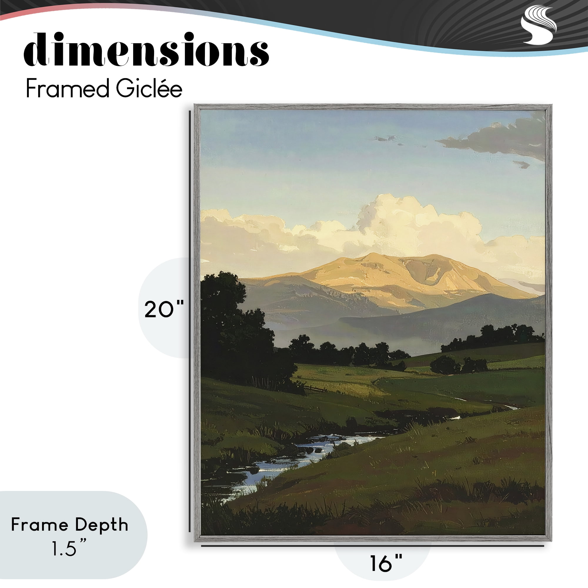 Stupell Industries Across The Valley Nature Gray Framed Giclee Art, design by Alonza Saunders