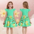 thumbnail image 4 of Spazoro Kids Girls Dresses, with Gradient Color Flutter Sleeves 2025 New Style Round Neck Princess Dress for Child Girls Green Size 3 T, 4 of 6