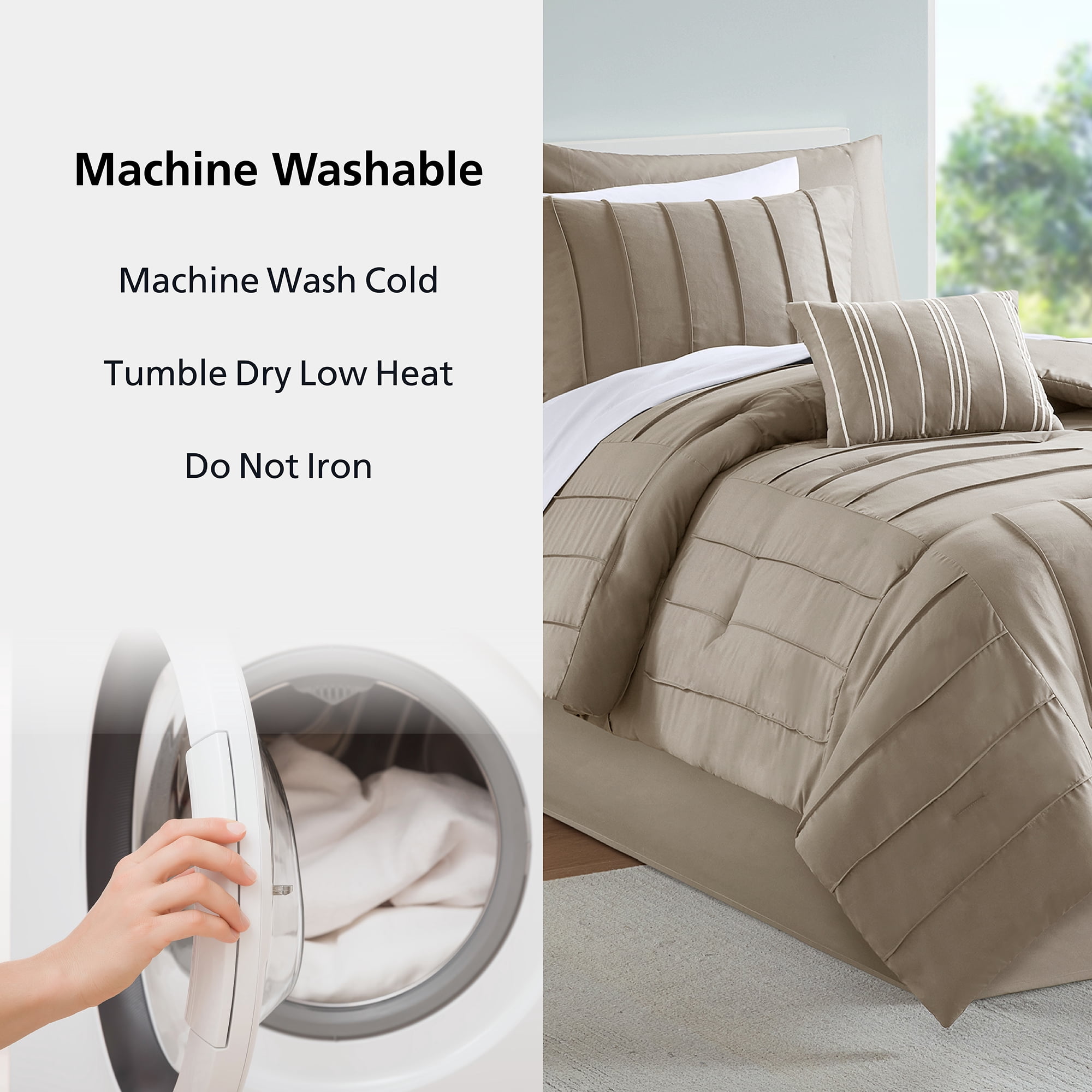 Mainstays 8-Piece Bed-in-a-Bag Comforter Set with Sheets, Twin/Twin-XL, Stone Washed Texture