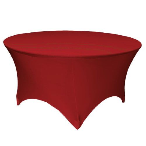 LA Linen TCSpandex60Rx30H_RedX98 LA Linen Round Spandex Tablecloth, 60-Inch Round 30-Inch High, Red