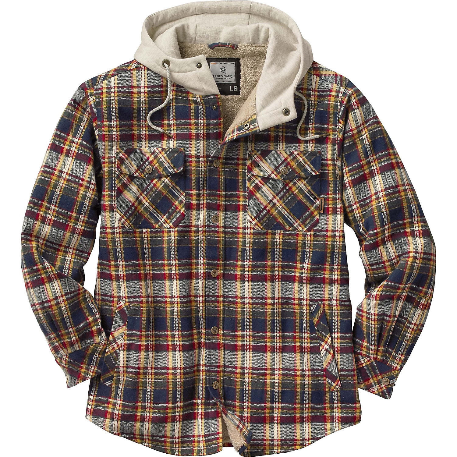 Legendary whitetails men's camp top night berber lined hooded flannel