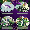 thumbnail image 4 of Green Crocodile Mardi Gras Banner Purple Feather Carnival Display Gold Crown Masquerade Mask Festive Backdrop for Mardi Gras Celebration Carnival Parade Festive Party, 4 of 9