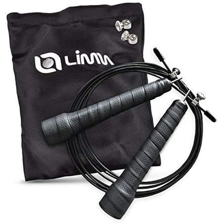Sportiva Speed Jump Rope - Adjustable 10ft Workout Exercise Cable Skip Rope with Non-Slip PU Leather Handles & Carry Bag - Fast Spin Rope for Fitness, Crossfit, and Boxing - Best for Men or (Best Spinning Workout App)