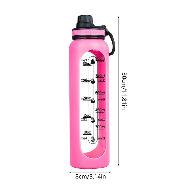 32 oz Glass Cup with Lid and Straw,Glass Water Bottles with Handle, Transparent Scale Cup Holder Large Capacity Sports Water Cup Direct Drinking Cup