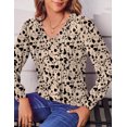 thumbnail image 4 of Fantaslook Long Sleeve Shirts for Women Fall Tops Dressy Casual Blouses Pleated V Neck Tunic Tops, 4 of 6
