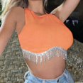 thumbnail image 2 of Sngxgn Women's Camisole Tops V Neck Cami Sleeveless Spaghetti Straps Blouse Casual Racerback Shirt(Orange,M), 2 of 5