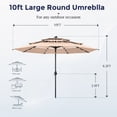 thumbnail image 7 of Alpha Joy 10ft 3 Tier Auto-tilt Outdoor Patio Umbrella Beach Garden Double Vented Table Umbrella with Solar Lights, Beige, 7 of 7