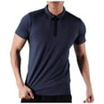 thumbnail image 2 of Blusa y camisa de manga corta con cuello vuelto para hombre, color liso, informal, elástica, con cremallera, deportiva, de manga corta, con cuello vuelto, para hombre, tops de poliéster, 2 of 4