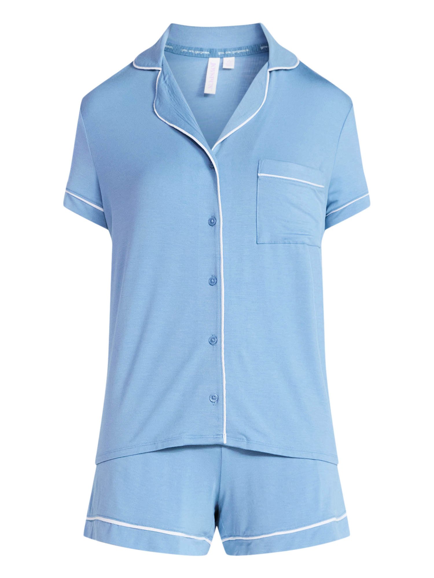 Joyspun Women’s Sleep Modal Short Sleeve Notch Top and Shorts Pajama Set, Size XS-XL, 2X-3X