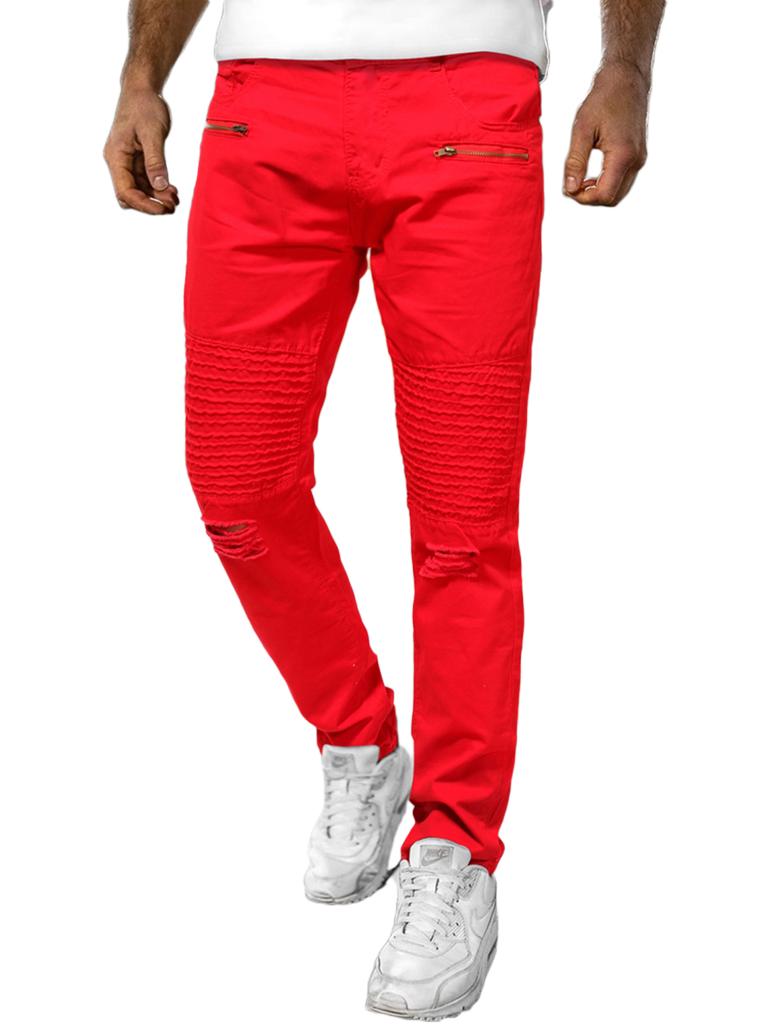 Men' s Trousers Solid Color High Waist 