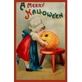 thumbnail image 2 of Vintage Apple Collection 11x14 Gold Ornate Wood Framed with Double Matting Museum Art Print Titled - Halloween Stool Pumpkin.tif, 2 of 4