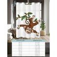 thumbnail image 6 of No Hook Cloth Fabric Shower Curtain with Snap in Liner, Brown Cute Monkey Waterproof Shower Curtains Set with See Through Top Window, Playing Funny Animal on Branch Bath Curtains Shower 54"x78", 6 of 6