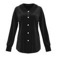 thumbnail image 7 of VJGBEGW Women Velvet Peter Pan Collar Button Down Blouses Long Sleeve oft Velour Shirts Loose Fit Dressy Casual Tops Black L, 7 of 7