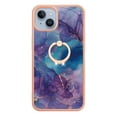 thumbnail image 3 of ELEHOLD Plating Rugged Case For iPhone 15 Slim Marble Pattern Heavy Duty Shockproof Stand Cover, with Shiny Rotating Ring Stand, Purple, 3 of 6