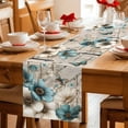 thumbnail image 5 of Teal Tulip Butterfly Table Runner 72 Inches, Beige Turquoise Floral Farmhouse Wooden Bed Runner Dresser Scarves Tabletop for Indoor Outdoor Parties/Ceremony/Banquet, 14" x 72", 5 of 8