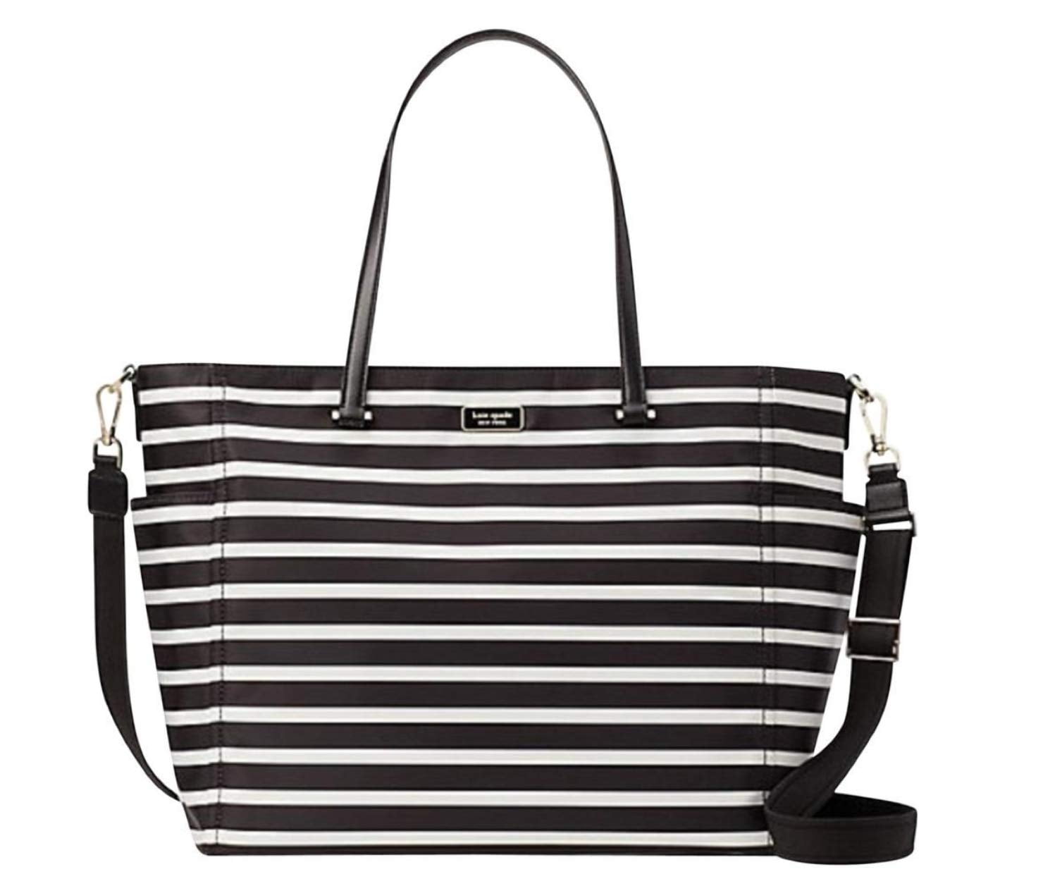 kate spade black and white striped tote