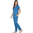 thumbnail image 3 of Stylore Two Piece Pajamas Set Soft Short-Sleeve Top Pants Loungewear Blue 3XL, 3 of 6