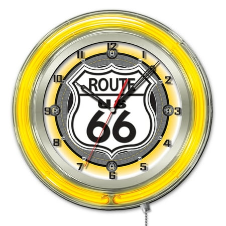 Route 66 19 Double Neon Wall Clock