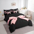 thumbnail image 4 of Feelyou Black Pink Bowknot Twin Bedding Sets 7-Piece for Girls, Kawaii Bow-tie Ribbon Bedding Comforter Set, Cute Princess Style Reversible Sheet Sets, Lightweight Room Decor, 4 of 8