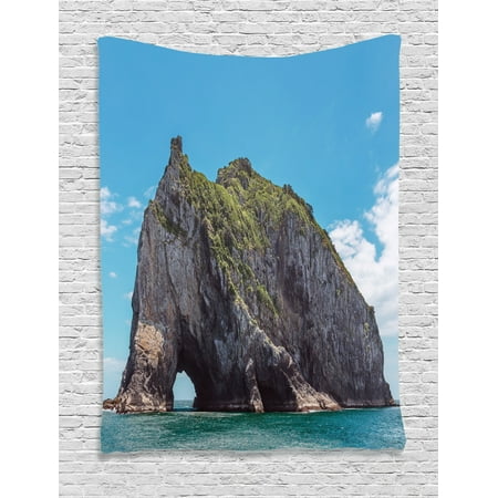 Seaside Rocks - Seaside Decor Wall Hanging Tapestry, Famous Elephant Shape Rock With The Grand Hole In Bay Of Islands Nz Cavern Peace Photo, Bedroom Living Room Dorm Accessories, By Ambesonne