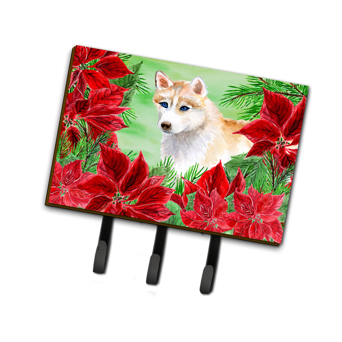 Siberian Husky Poinsettas Leash or Key Holder