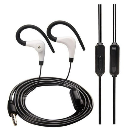 Behind Ear Headsets - Black 3.5mm In-Ear Behind Hook Headphones Headset Earbuds Stereo for Running