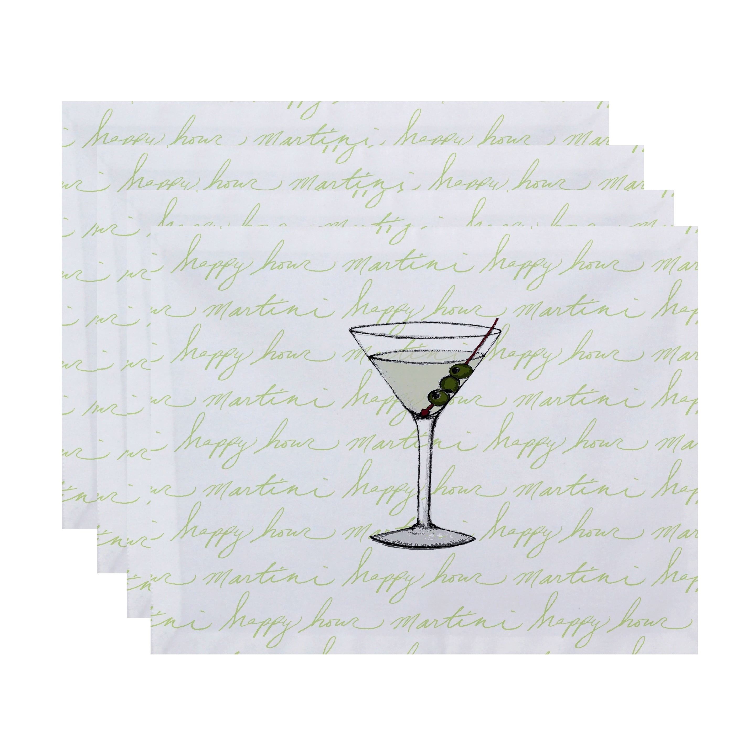 Simply Daisy, 18 x 14 Inch Martini Glass Text Fade Geometric Print Placemat (set of 4), Coral
