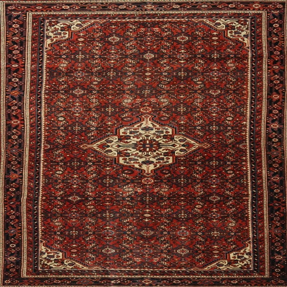 Ahgly Company Machine Washable Indoor Square Traditional Chestnut Brown Area Rugs, 5' Square