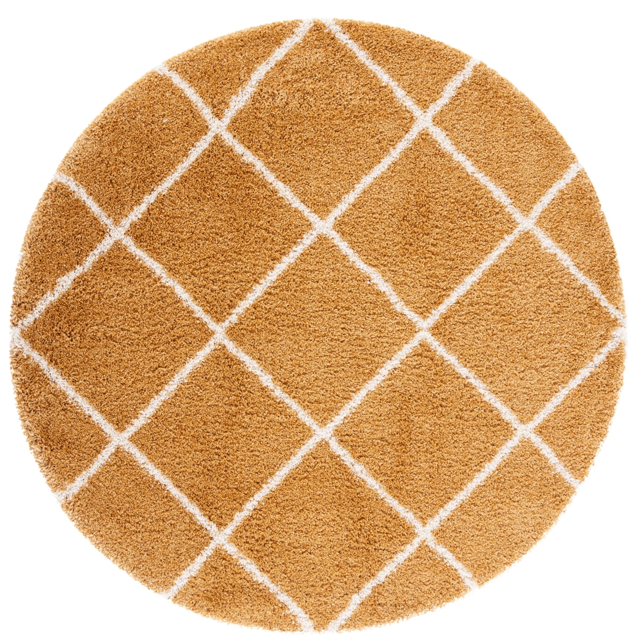 SAFAVIEH Hudson Amias Plush Geometric Shag Area Rug, Gold/Ivory, 5'1" x 7'6"