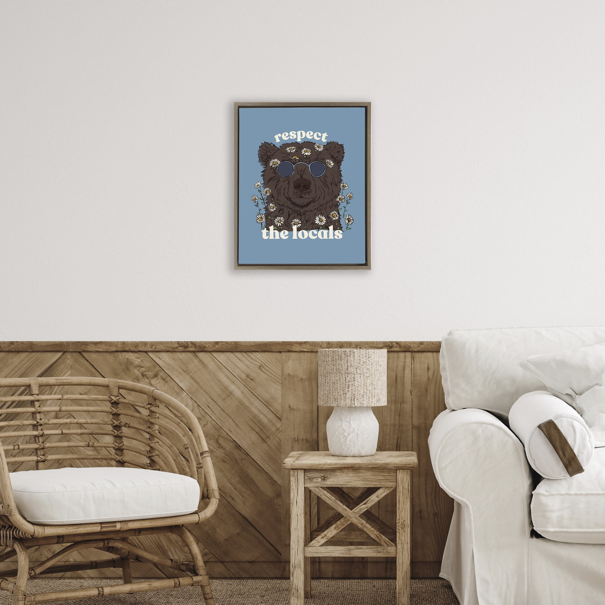 Stupell Industries Respect The Locals Bear Brown Framed Floater Canvas Wall Art, design by Two If By Sea Studios