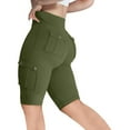 thumbnail image 3 of AnuYalue Womens Cargo Shorts with Back Flap Pockets Knee Length Butt Lifting High Waisted Long Biker Yoga Shorts Workout Bermuda Cargo Running Shorts, 3 of 9