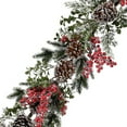 thumbnail image 2 of 60" Iced Waterproof Berry Boxwood Pine Garland, 2 of 2
