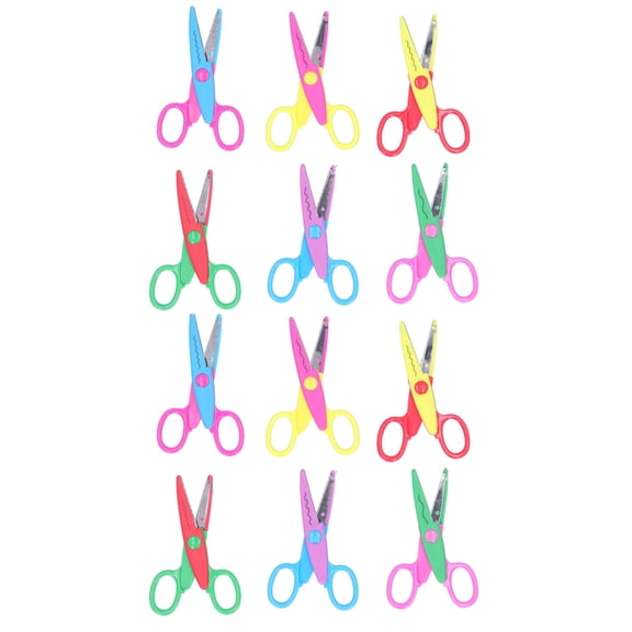 LAZIOEGR 12āPiece DIY Craft Scissors Set ā Bright, Ergonomic, FloralāPatterned Edges for Photo Albums, Greeting Cards & Scrapbooks