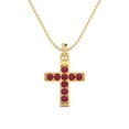 thumbnail image 1 of Collier Pendentif pour Femme en Vermeil Or en Argent Sterling 925 Rempli de Verre Rubis Rond de 3 mm, 1 of 3