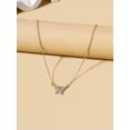 thumbnail image 4 of HOOUN Butterfly Pendant Necklace Dainty Rhinestone Gold Tone Chain Minimalist, 4 of 6