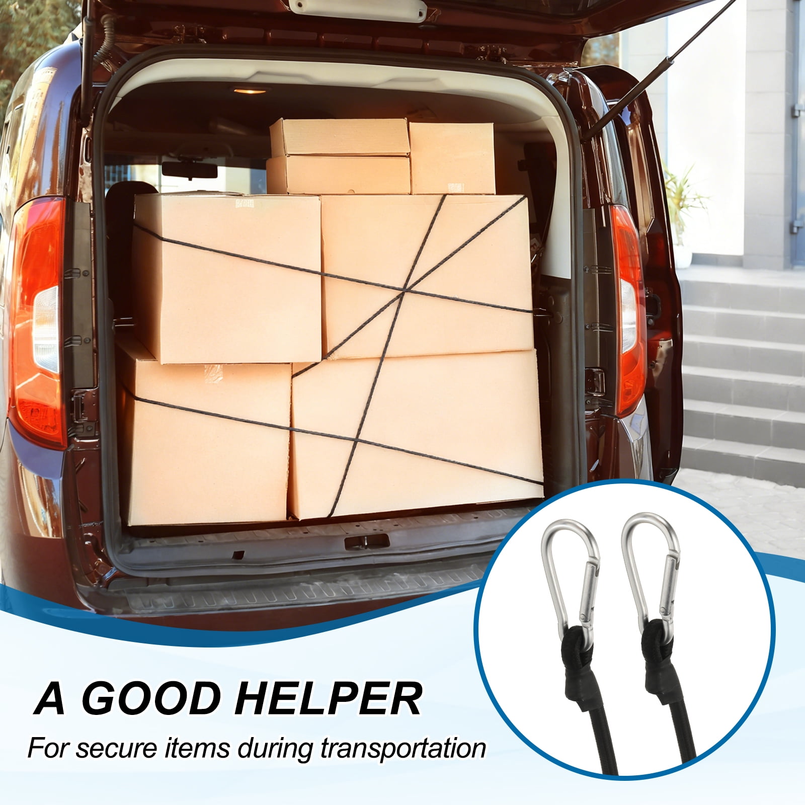 6Pack Bungee Cords with Hooks, 39.4" Heavy Duty Rubber Bungee Straps Outdoor Elastic Ropes for Securing Bike Tarps Luggage Tents, Black